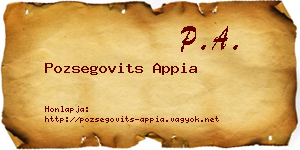 Pozsegovits Appia névjegykártya